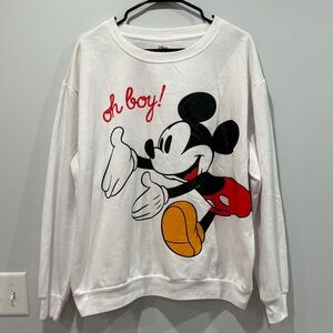 Disney White Sweatshirt with Mickey Mouse Graphic